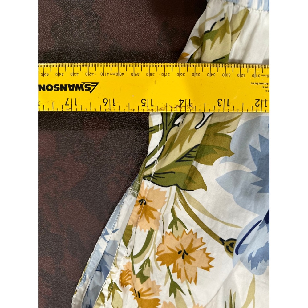 Nicole Miller New York Floral Cotton Maxi Dress Blue Yellow Smocked Waist Small - Picture 9 of 9